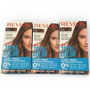 NEW - Revlon Total Color Permanent Hair Dye 53 Medium Golden Brown - Lot of 3